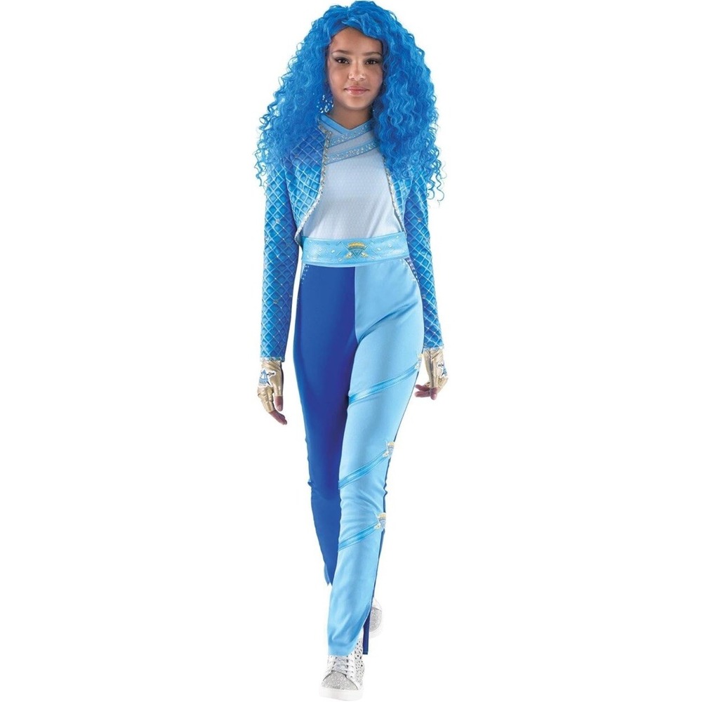 Disney Descendants Rise of Red Chloe Costume Kids Large 12-14 Blue Jumpsuit Set